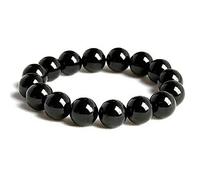 Véritable tourmaline noire naturelle pour homme et femme - Cadeau - Perles rondes en pierre de cristal - 10 mm