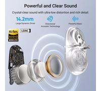 Véritables Écouteurs Sans Fil Ouverts Avec Audio Haute Résolution, 40 Heures D'Autonomie, Ip55 Anti-Poussière Et Étanche Bluetooth 5.4, Crochets D'Oreille Ergonomiques Légers Pour Le Cyclisme