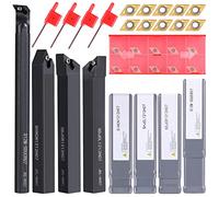 VerLich Lot de 4 porte-outils de tournage S12M-SDUCR07/SDJCR1212H07/SDNCN1212H07/SDJCL1212H07 avec 10 inserts DC070204