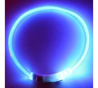 Verlike Collier de cou lumineux rechargeable à LED clignotante pour animal domestique, charge USB, résistant à l'eau, bleu 50 cm