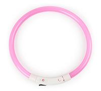 Verlike Collier lumineux rechargeable LED clignotant de nuit avec chargement USB pour animal domestique, chien, chiot, collier lumineux, résistant à l'eau, rose, 35 cm