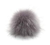 Verliked Boule en fausse fourrure pour chapeaux, écharpes, gants, sacs - 12 cm - Gris foncé