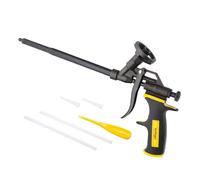 VERLINGER Pistolet pour Mousse PU - Applicateur Professionnel Plastique Aluminium Jaune - Pistolet de Dosage pour Isolation, Scellement, Calfeutrage Mousse de Construction et Travaux Bricolage