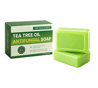 Verlix Savon Purifiant Antifongique, arbre à thé, charbon de bambou | arbre à thé, charbon de bambou et menthe, savon de bain hydratant et gommage doux, barre de savon pour éliminer