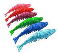 VERLOCO Jouet De Brosse À Dents Chat, Crevette en Silicone avec Herbe À Chat en Forme De Brosse À Dents pour Chat, Jouet d'animal Chat Molaire, 1 Brosse À Dents pour Chat Et 2 Herbes À Chat