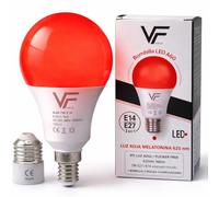 VERLSA Ampoule LED Veilleuse, Mélatonine Rouge 625 nm, Culot E27+E14-2 en 1 - Adaptateur inclus - Ampoule thérapeutique rouge 7 W pour le sommeil - 0% de lumière bleue - Flicker-Free - Relaxante et