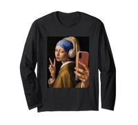 Vermeer Fille avec Boucle d'oreille Perle drôle Art Peintre Manche Longue