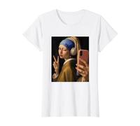 Vermeer Fille avec Boucle d'oreille Perle drôle Art Peintre T-Shirt Graphique avec Valeur