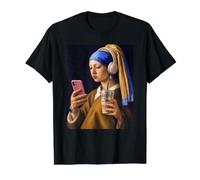 Vermeer Fille avec Boucle d'oreille Perle drôle Art Peintre T-Shirt Graphique avec Valeur
