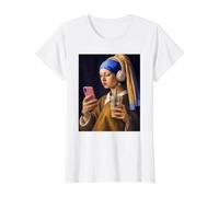Vermeer Fille avec Boucle d'oreille Perle drôle Art Peintre T-Shirt Graphique avec Valeur
