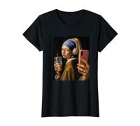 Vermeer Fille avec Boucle d'oreille Perle drôle Selfie Art T-Shirt Graphique avec Valeur