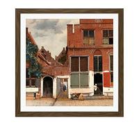 Vermeer View of Houses in Delft The Little Street Square Wooden Framed Wall Art Print Picture 16X16 inch Vue Maison Peu Rue Bois Mur Image