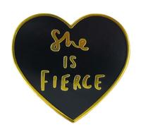 Vermegoint Épingle en émail en forme de cœur « She Is Fierce », collection de décoration à faire soi-même, broche d'autonomisation, badge avec phrase inspirante, cadeau pour femmes, adolescents, amis