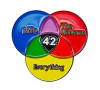 Vermegoint Épinglette en émail « Life, The Universe, Everything », collection de décoration à faire soi-même, badge philosophique, cadeau pour les fans de guide d'auto-stoppeur, adolescents, amis