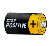 Vermegoint Pin's en émail avec batterie « Stay Positive » - Collection de décoration à faire soi-même - Badge de motivation - Cadeau pour les chercheurs d'optimisme, les adolescents, les amis, la