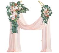 VERMIS Kit De Fleurs pour Arche De Mariage (Paquet De 4), 2 Arrangements De Fleurs Artificielles À Suspendre, 2 Rideaux en Mousseline pour Toile De Fond De Cérémonie, Décoration DIY