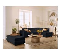 Vermont - canapé d'angle droit - 5 places - convertible - en velours côtelé - Noir Noir G