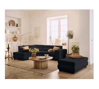 Vermont - canapé d'angle gauche - 5 places - convertible - en velours côtelé - Noir Noir G