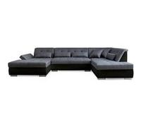 Vermont - Canapé d'angle panoramique en U - XXL - Droit - Noir / Gris Noir / Gris G