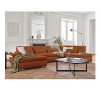 Vermont - canapé panoramique d'angle droit - 7 places - convertible - en tissu - Rouille