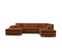 Vermont - canapé panoramique d'angle droit - 7 places - convertible - en tissu - Rouille