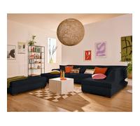 Vermont - canapé panoramique d'angle droit - 7 places - en velours côtelé - Noir