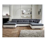 Vermont - canapé panoramique d'angle droit - 7 places - XXL - Blanc / Gris