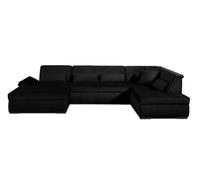 Lisa Design Canapé panoramique d'angle droit Vermont 7 places XXL en velours Noir