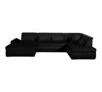Vermont - canapé panoramique d'angle droit - 7 places - XXL - en velours - Noir