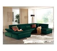 Vermont - canapé panoramique d'angle droit - 7 places - XXL - en velours - Vert