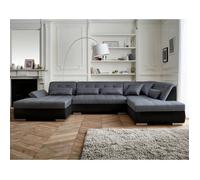 Vermont - canapé panoramique d'angle droit - 7 places - XXL - Noir / Gris