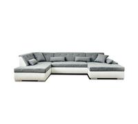 Lisa Design - Canapé Panoramique d'angle Convertible - Angle Gauche - Vermont en Tissu - Canapé Lit - Grand Sofa XXL Gris 7 Places - Salon