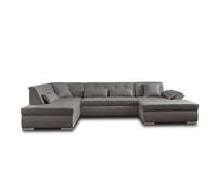 Vermont - canapé panoramique d'angle gauche - 7 places - convertible - en tissu - Gris Gris G