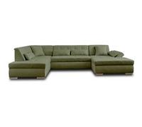Vermont - canapé panoramique d'angle gauche - 7 places - convertible - en tissu - Vert sauge Vert sauge G