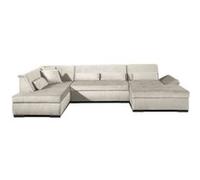 Vermont - canapé panoramique d'angle gauche - 7 places - XXL - en velours - Beige