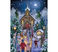 Vermont Christmas Company Cartes de Noël en boîte Midnight Mass - 15 cartes et 16 enveloppes doublées d'aluminium