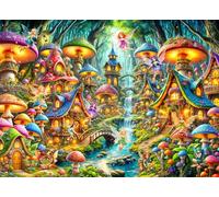 Vermont Christmas Company - Puzzle de fées aux Champignons de 1000 pièces - Puzzles de fées pour Adultes et familles - Pièces entièrement emboîtables et de Forme aléatoire - 67 x 49 1/4 cm
