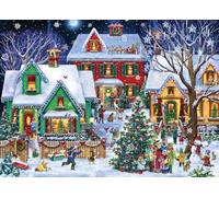 Vermont Christmas Company Puzzle de quartier de Noël 1000 pièces, pièces entièrement emboîtables et de forme aléatoire, 68 x 49 cm