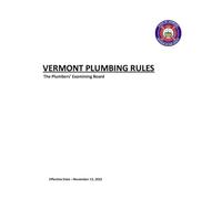 VERMONT PLUMBING RULES: Effective Date - November 15, 2022
