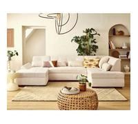 Vermont S - canapé panoramique d'angle droit 7 places en velours côtelé - Beige Beige