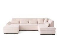 Vermont S - canapé panoramique d'angle droit 7 places en velours côtelé - Beige Beige G