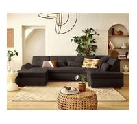 Vermont S - canapé panoramique d'angle droit 7 places en velours côtelé - Marron