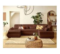 Vermont S - canapé panoramique d'angle droit 7 places en velours côtelé - Terracotta