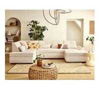 Vermont S - canapé panoramique d'angle gauche 7 places en velours côtelé - Beige Beige