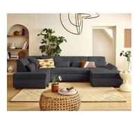 Vermont S - canapé panoramique d'angle gauche 7 places en velours côtelé - Gris foncé Gris foncé