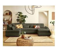 Vermont S - canapé panoramique d'angle gauche 7 places en velours côtelé - Vert Kaki Vert Kaki