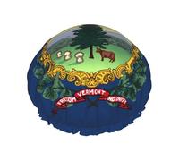 Vermont State Flag Print Bonnet de douche doublé pour femme réutilisable, double couche imperméable