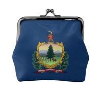 Vermont State Flag Printed Microfiber PU Leather Wallet Kiss Lock Mini Pouch for Lipstick Key Change Organization