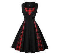 VERNASSA 50s Rétro Robe,Vintage 1950s Robe de Coton Groupe Rockabilly Soirée Cocktail, Multicolore, Taille S-4XL