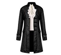 VERNASSA Steampunk Victorienne Pirate Gothique Cosplay Manteau pour Hommes Manteau Jacquard Veste Manteau Costume médiéval d'halloween, S-4XL